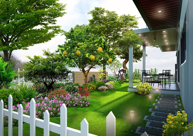 10 thiết kế sân vườn trước nhà đẹp đơn giản | Kiến trúc Bộ Ba