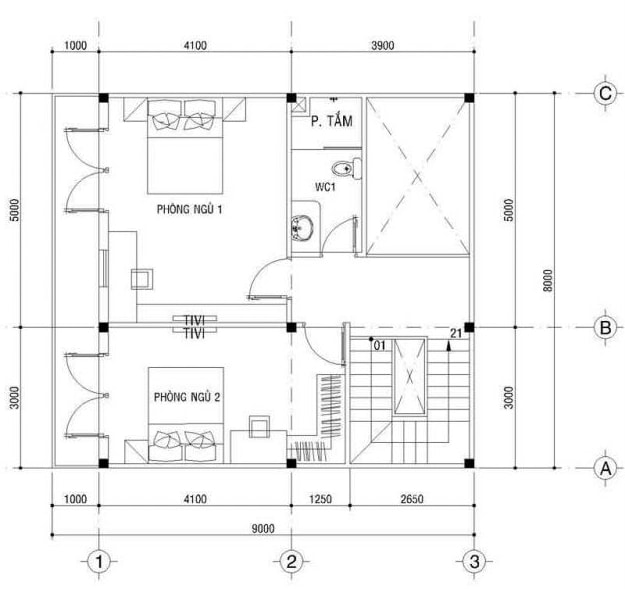 Ban Ve Thiet Ke Nha Vuong 8x9m Lau 1