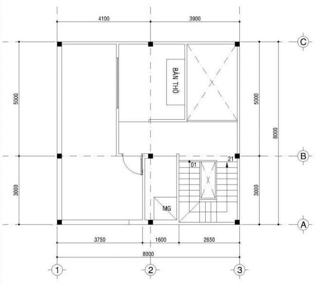 Ban Ve Thiet Ke Nha Vuong 8x9m San Thuong
