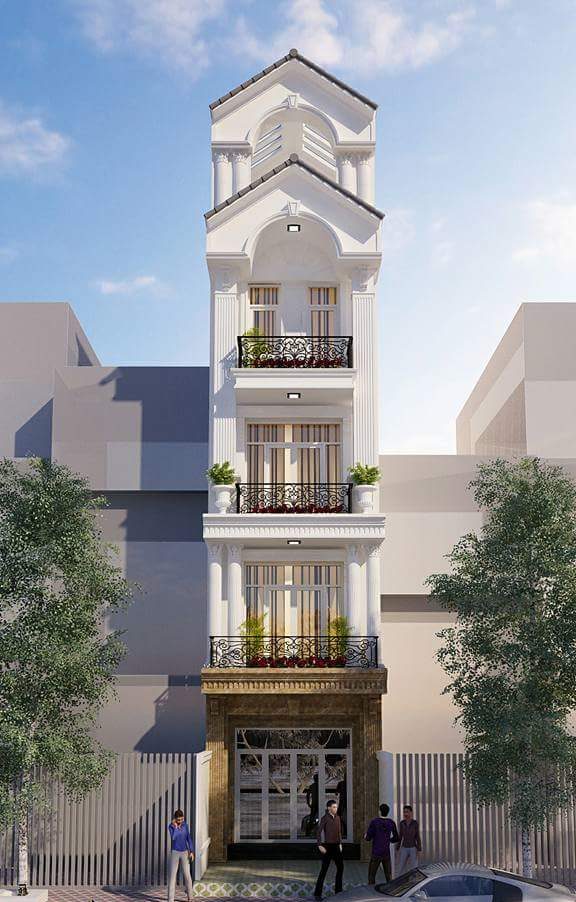 21 mẫu nhà phố tân cổ điển 3 - 5 tầng đẹp sang trọng năm 2022