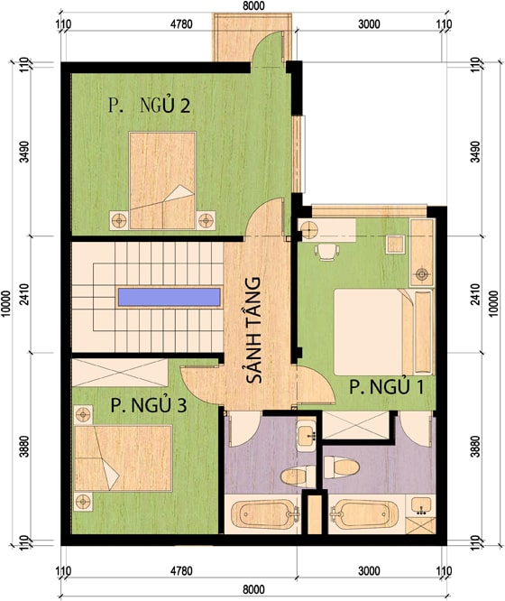 Ban Ve Mau Nha 2 Tang 8x10m 8