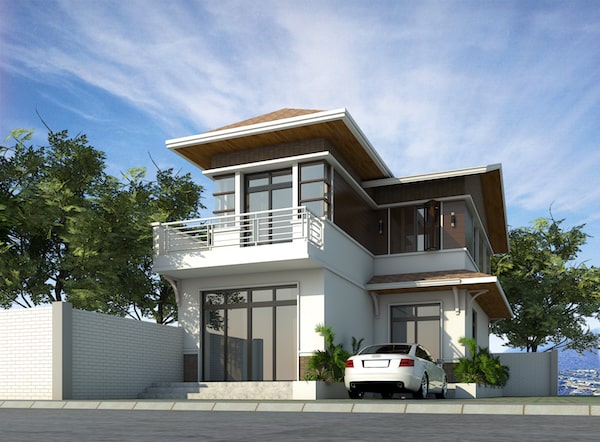 Mẫu nhà 2 tầng chữ L