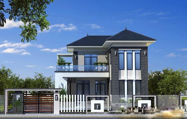 Mẫu nhà 2 tầng chữ L