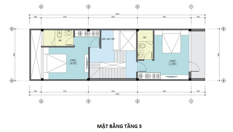 Mẫu nhà ống lệch tầng 4x15m