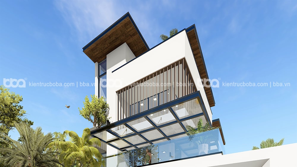 Mẫu thiết kế biệt thự 4 tầng mái bằng hiện đại