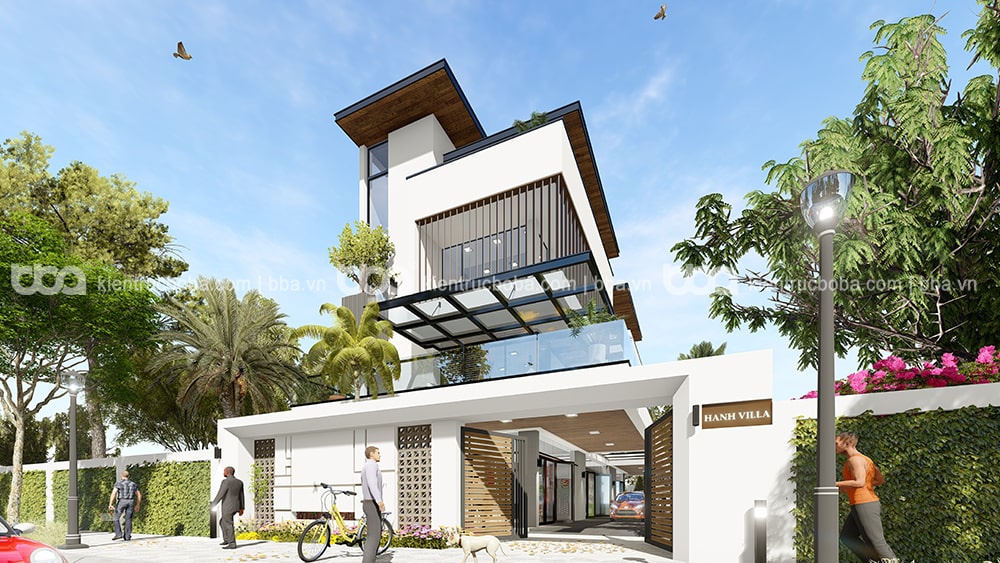 Mẫu thiết kế biệt thự 4 tầng mái bằng hiện đại