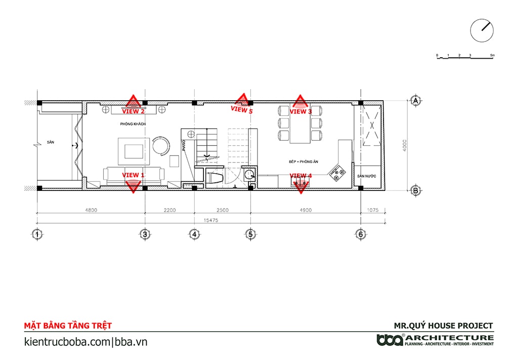 Mẫu nhà ống 3 tầng sân thượng 4x15